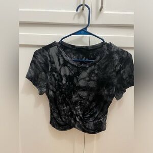 Black Tie-Dye Crop Top